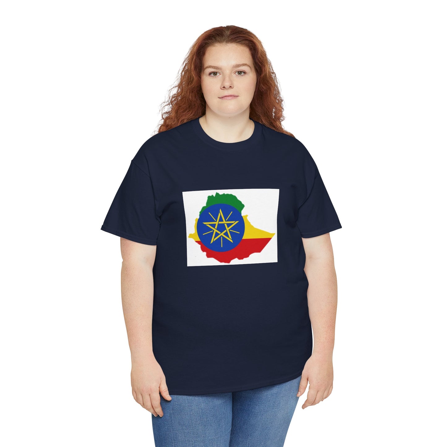 Unisex Heavy Cotton Tee -- Ethiopa federal flag and map