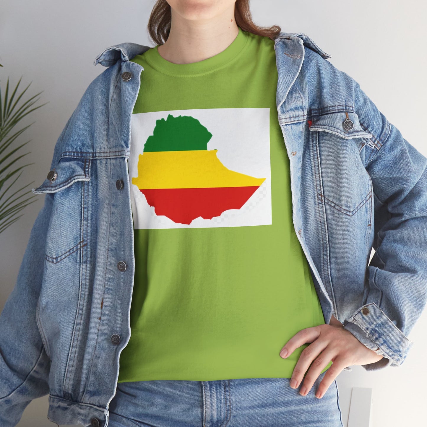 Unisex Heavy Cotton Tee -- Ethiopia flag and map