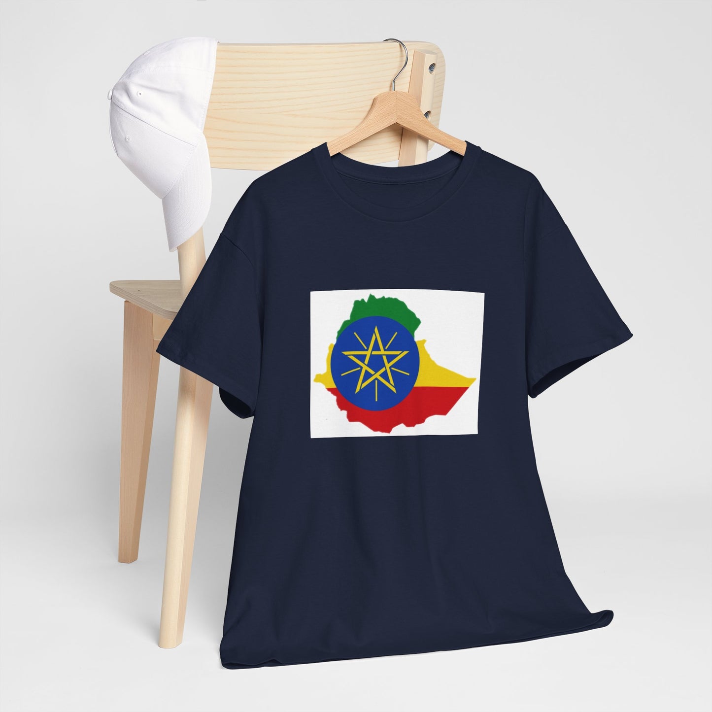 Unisex Heavy Cotton Tee -- Ethiopa federal flag and map