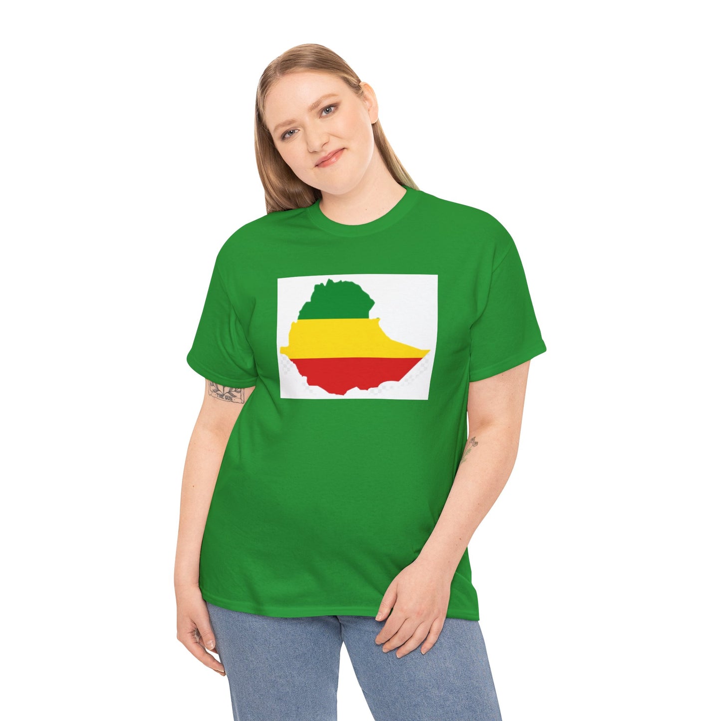 Unisex Heavy Cotton Tee -- Ethiopia flag and map