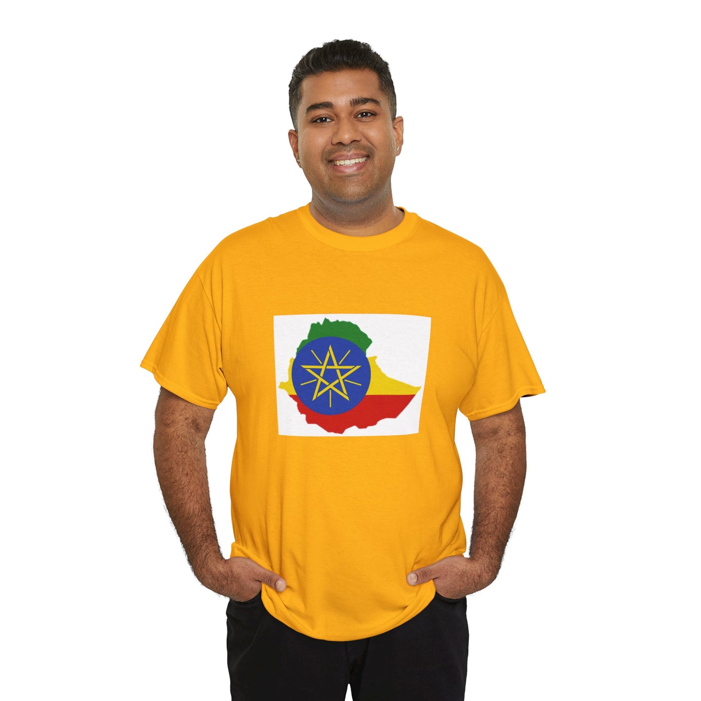 Unisex Heavy Cotton Tee -- Ethiopa federal flag and map