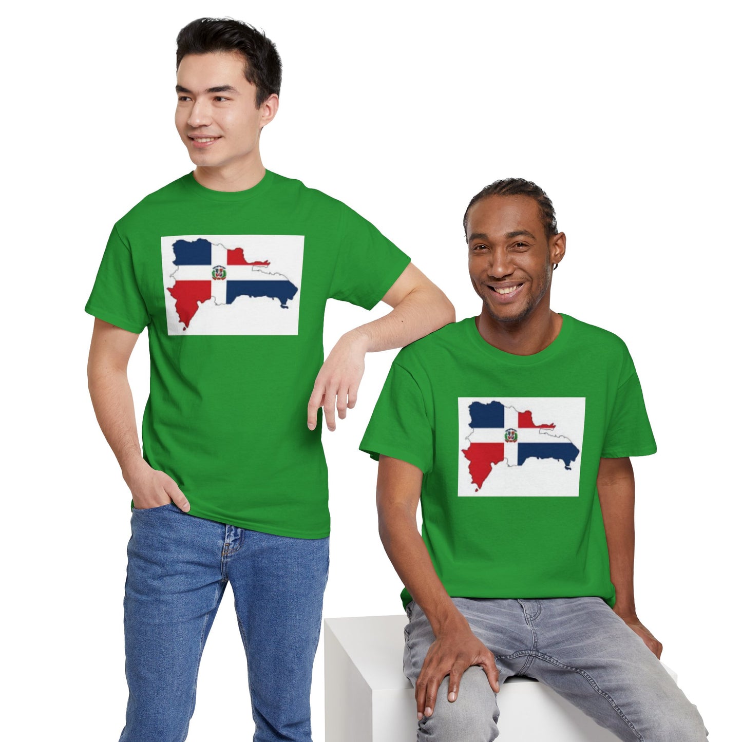 Unisex Heavy Cotton Tee -- Dominican Republic flag and map