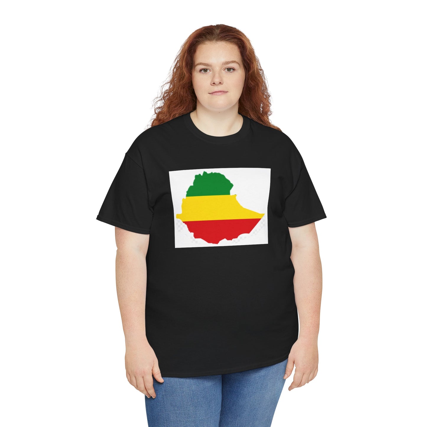 Unisex Heavy Cotton Tee -- Ethiopia flag and map