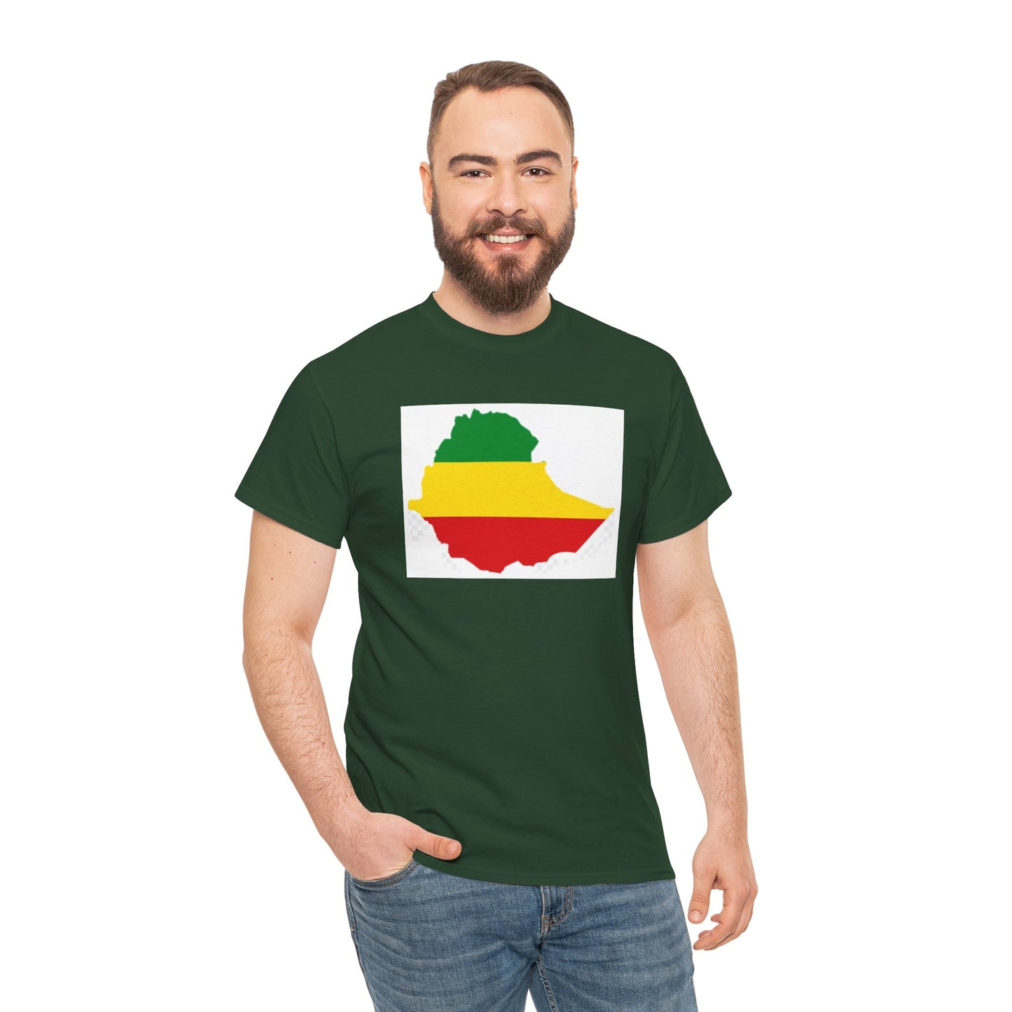 Unisex Heavy Cotton Tee -- Ethiopia flag and map