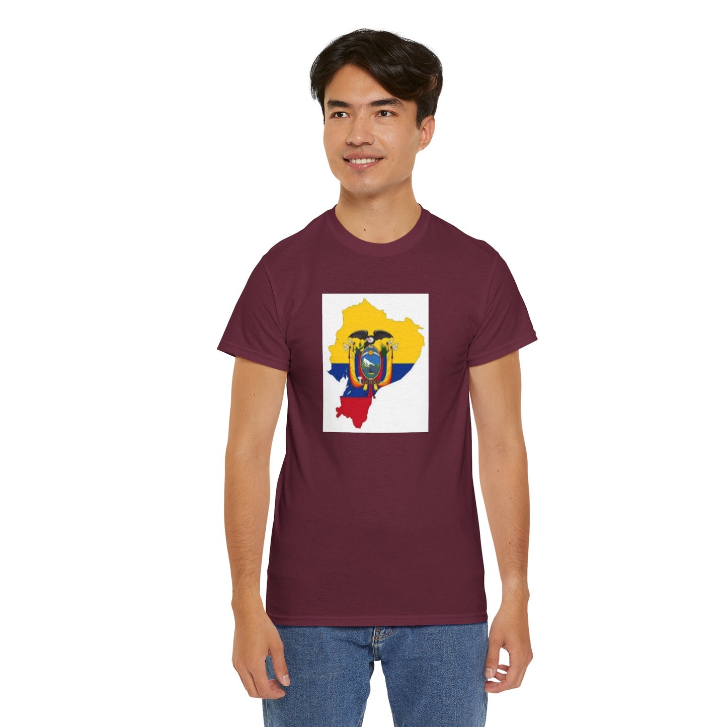 Unisex Heavy Cotton Tee -- Ecuador flag and map