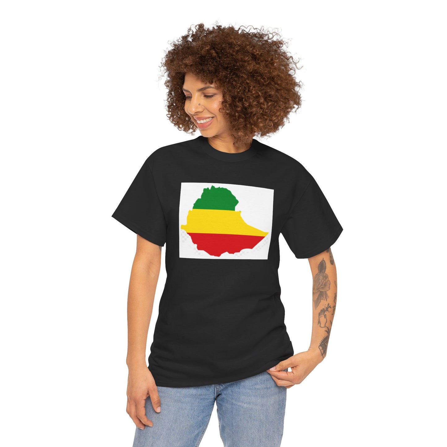 Unisex Heavy Cotton Tee -- Ethiopia flag and map