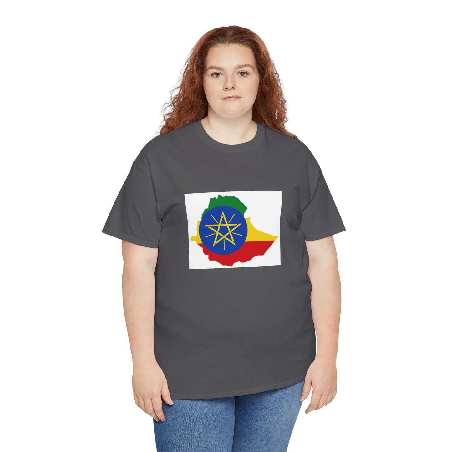 Unisex Heavy Cotton Tee -- Ethiopa federal flag and map