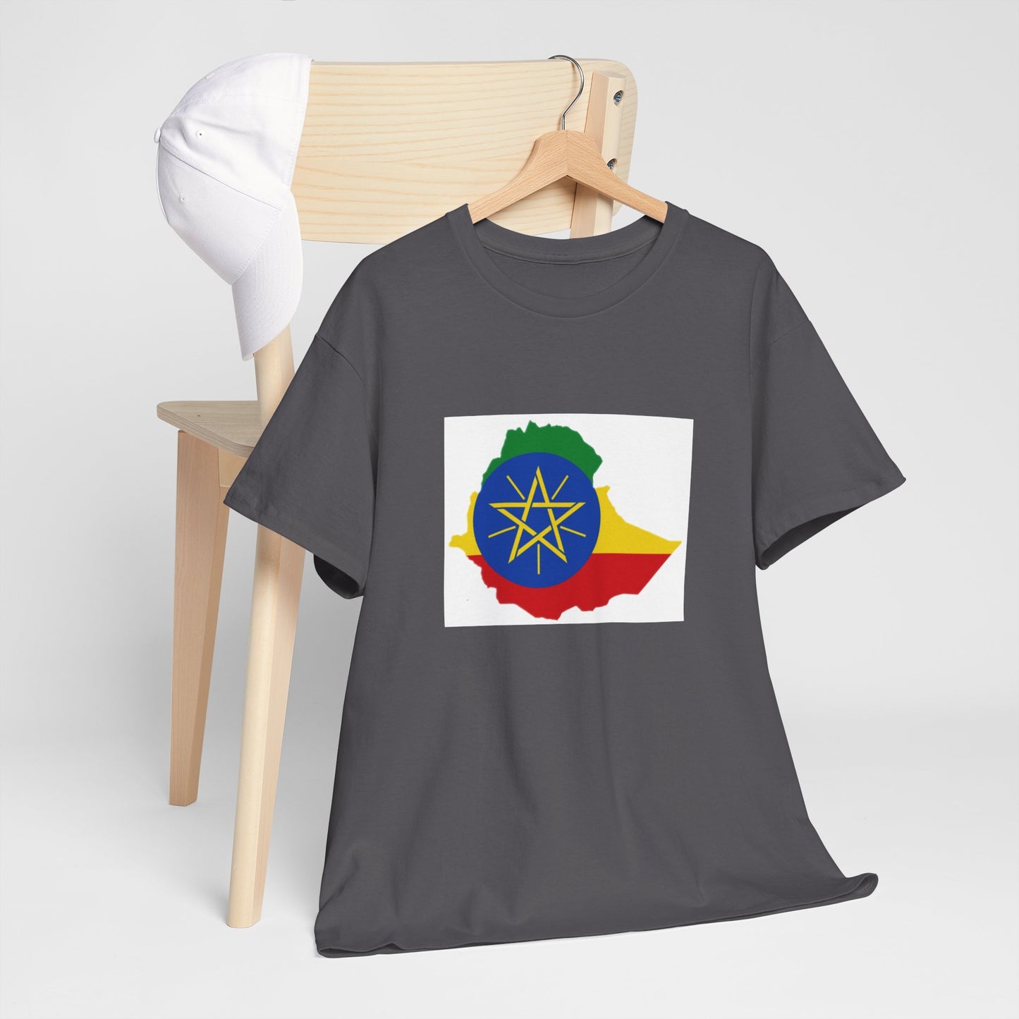 Unisex Heavy Cotton Tee -- Ethiopa federal flag and map