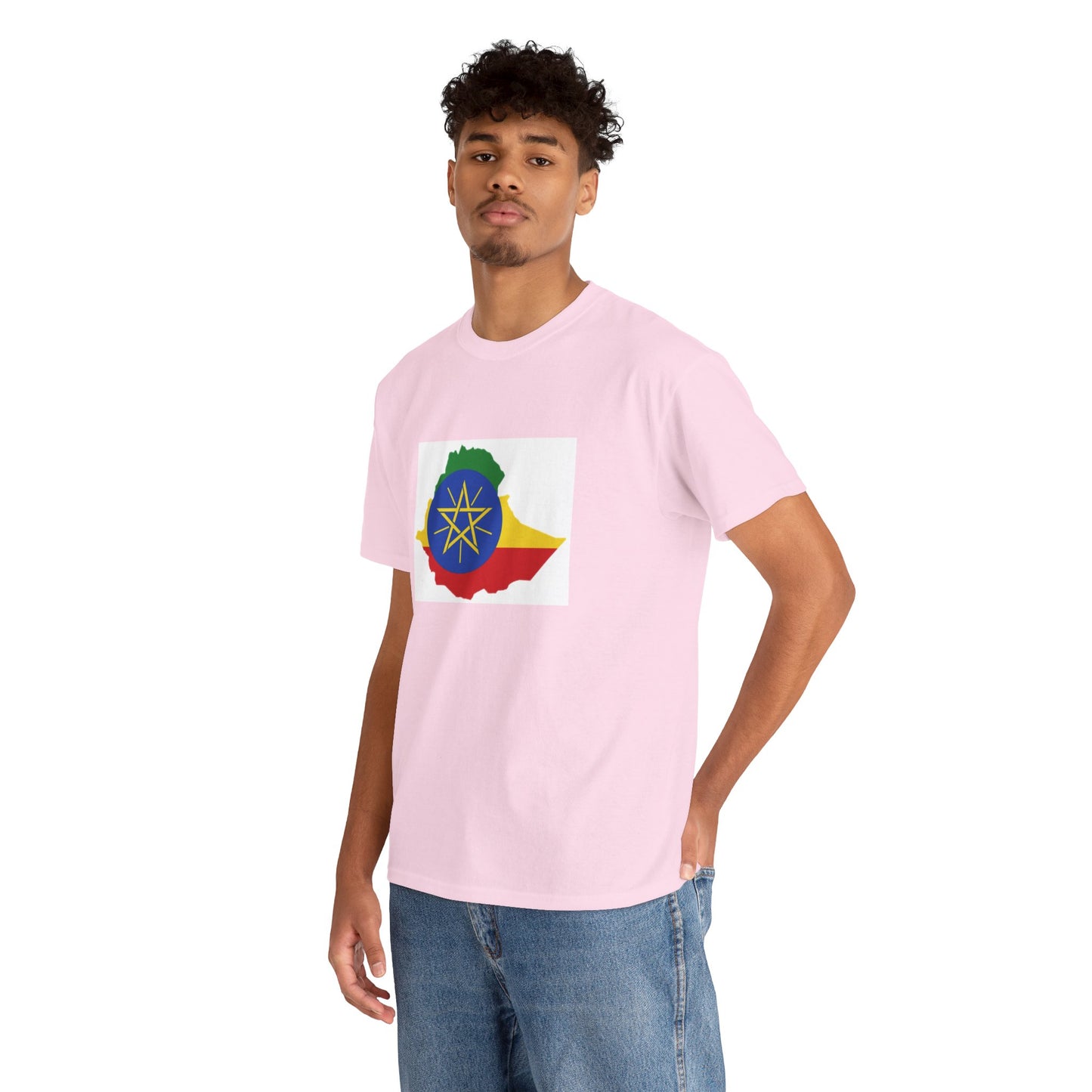 Unisex Heavy Cotton Tee -- Ethiopa federal flag and map