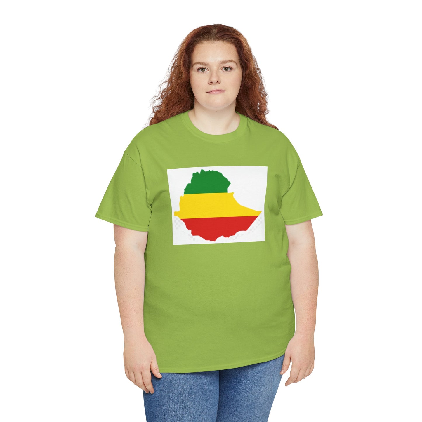 Unisex Heavy Cotton Tee -- Ethiopia flag and map
