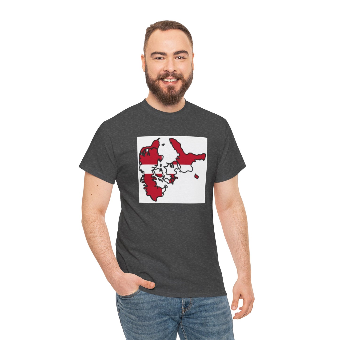 Unisex Heavy Cotton Tee -- Denmark flag and map