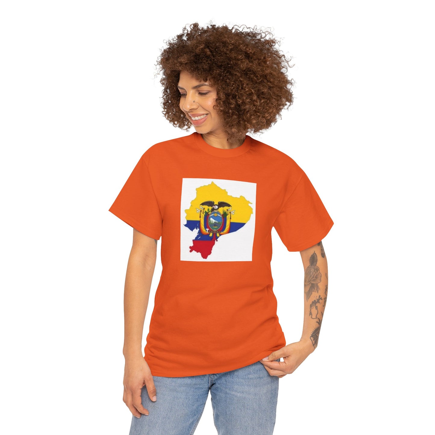 Unisex Heavy Cotton Tee -- Ecuador flag and map
