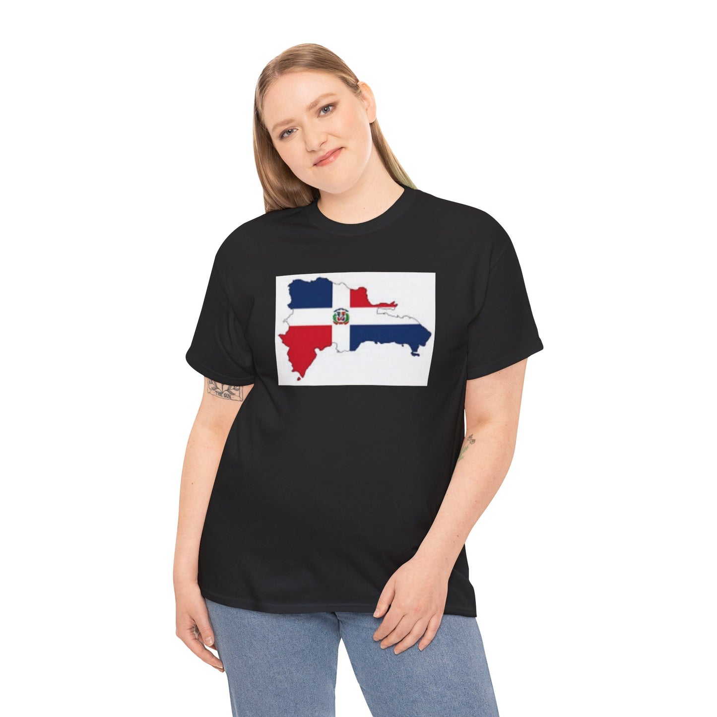 Unisex Heavy Cotton Tee -- Dominican Republic flag and map