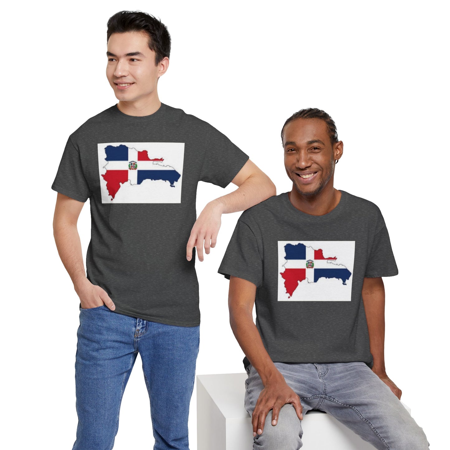 Unisex Heavy Cotton Tee -- Dominican Republic flag and map
