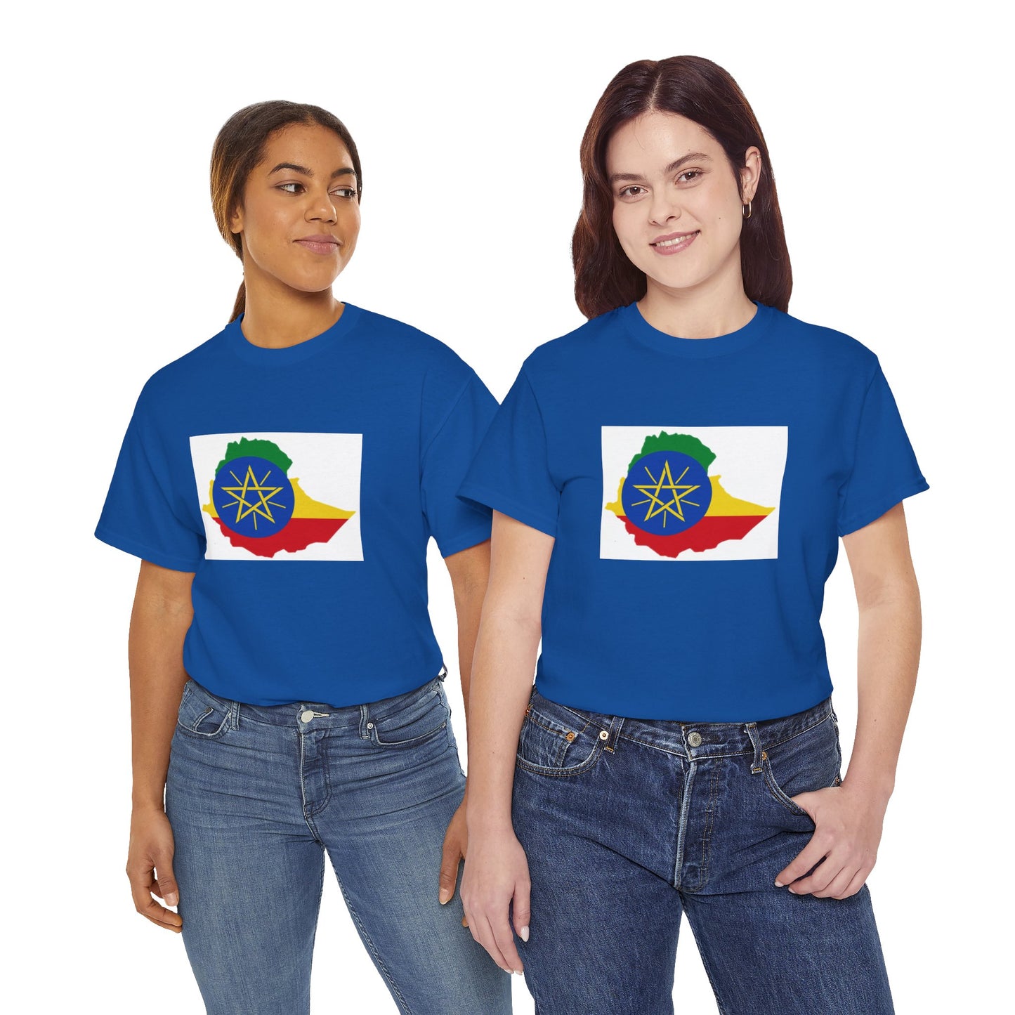 Unisex Heavy Cotton Tee -- Ethiopa federal flag and map