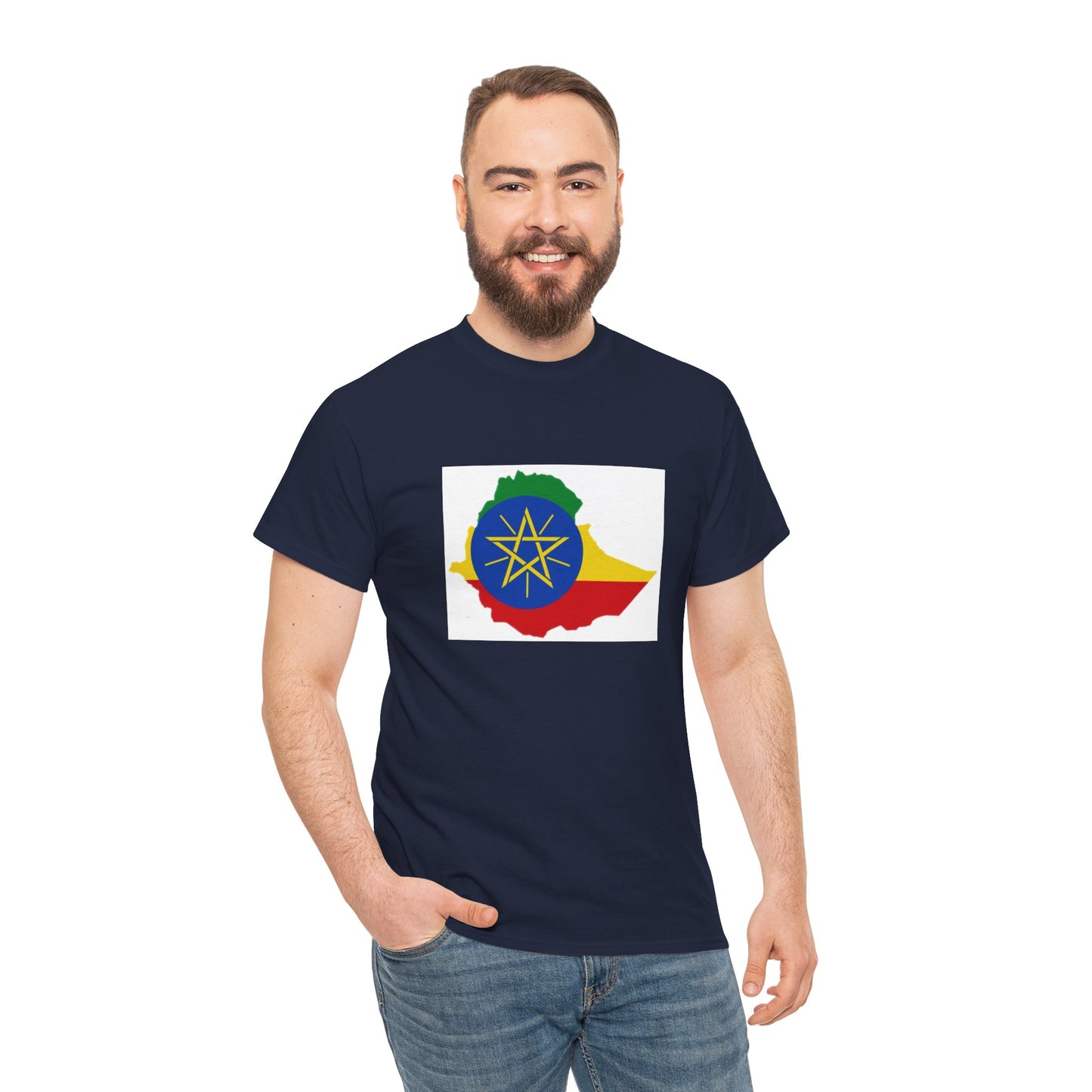 Unisex Heavy Cotton Tee -- Ethiopa federal flag and map