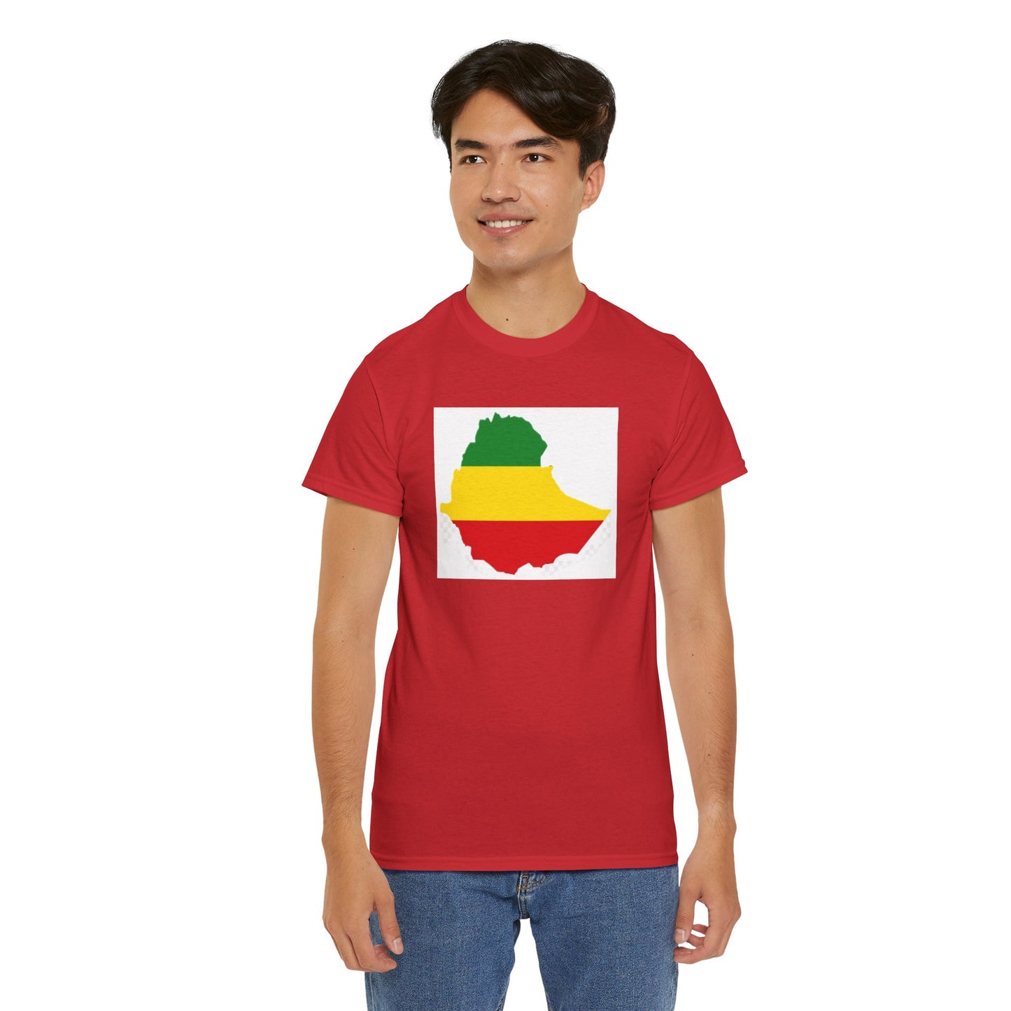 Unisex Heavy Cotton Tee -- Ethiopia flag and map