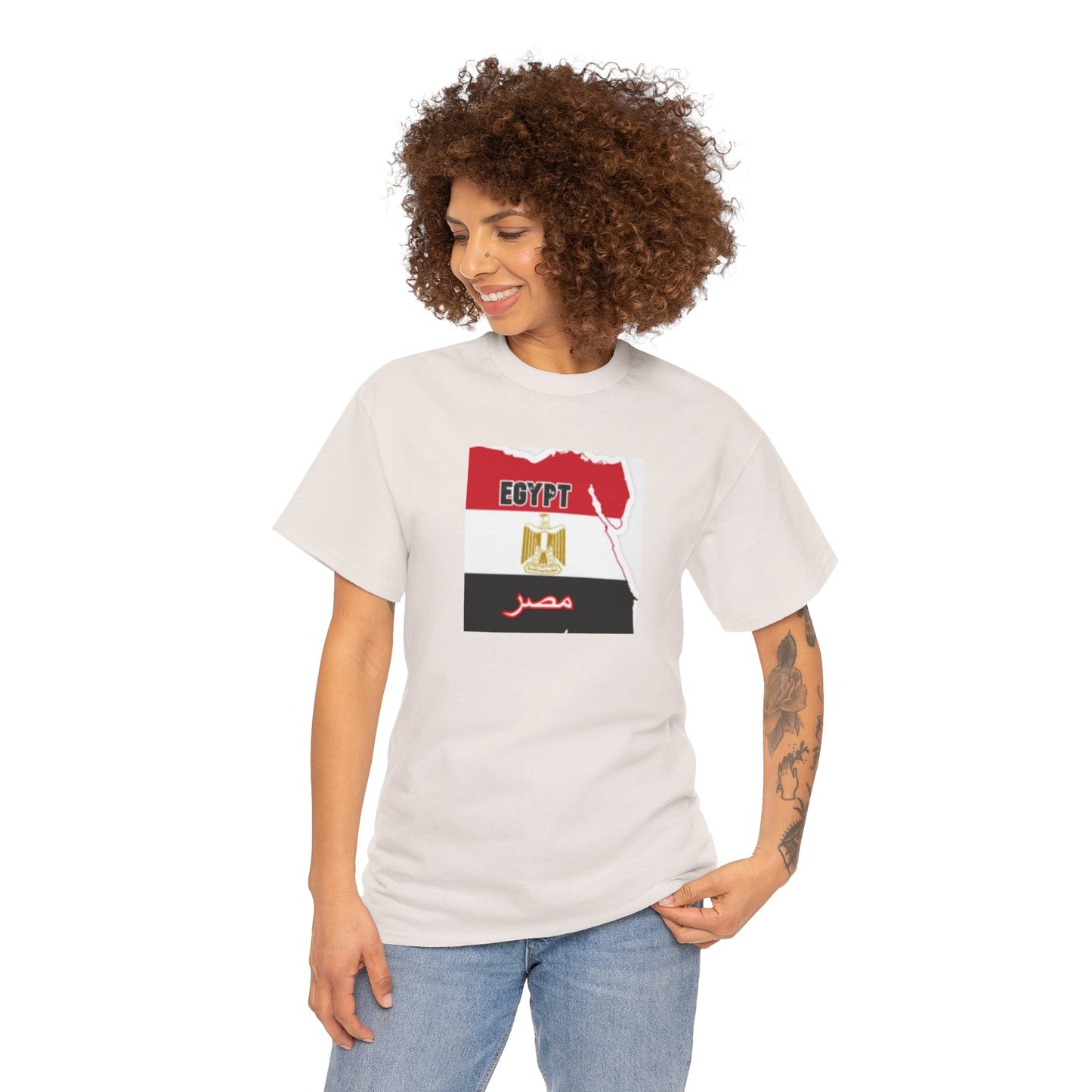 Unisex Heavy Cotton Tee -- Egypt flag and map