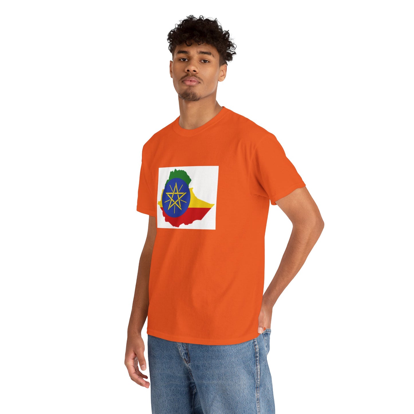 Unisex Heavy Cotton Tee -- Ethiopa federal flag and map