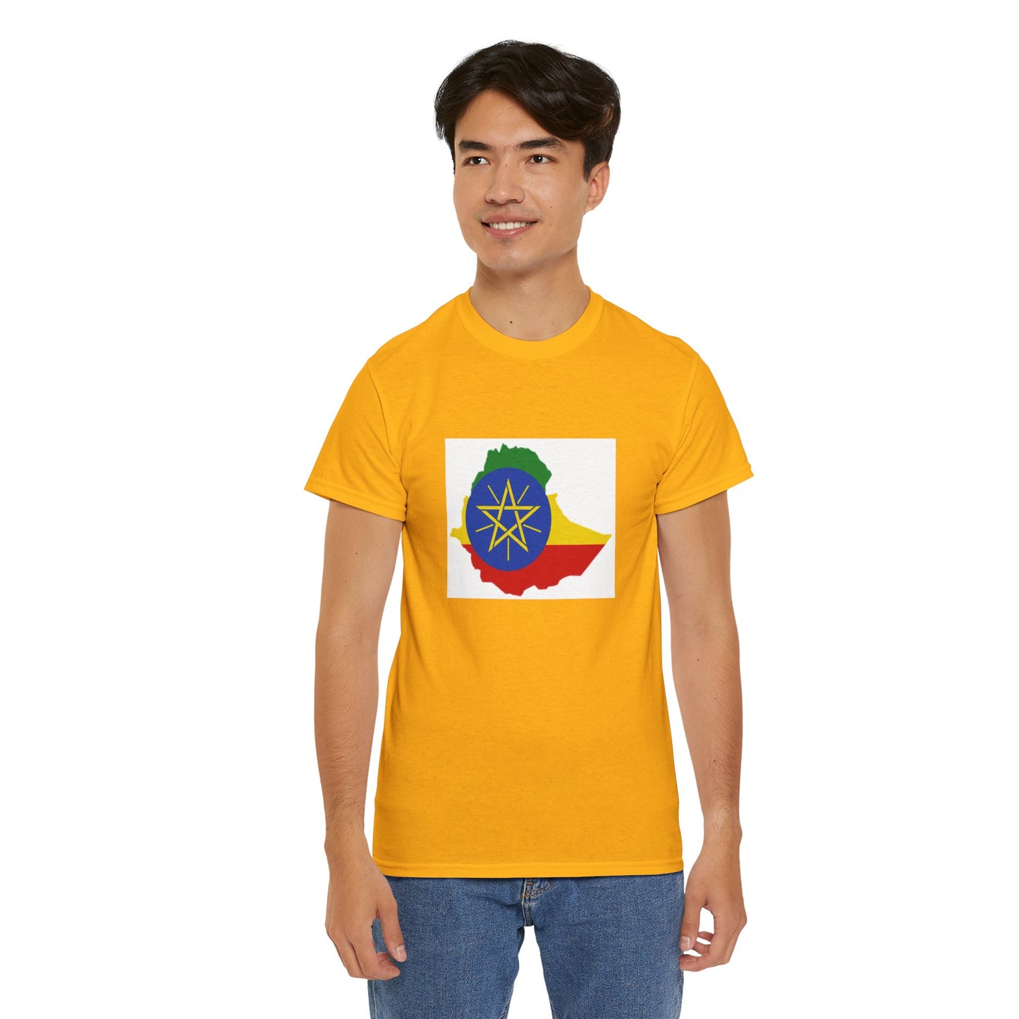 Unisex Heavy Cotton Tee -- Ethiopa federal flag and map