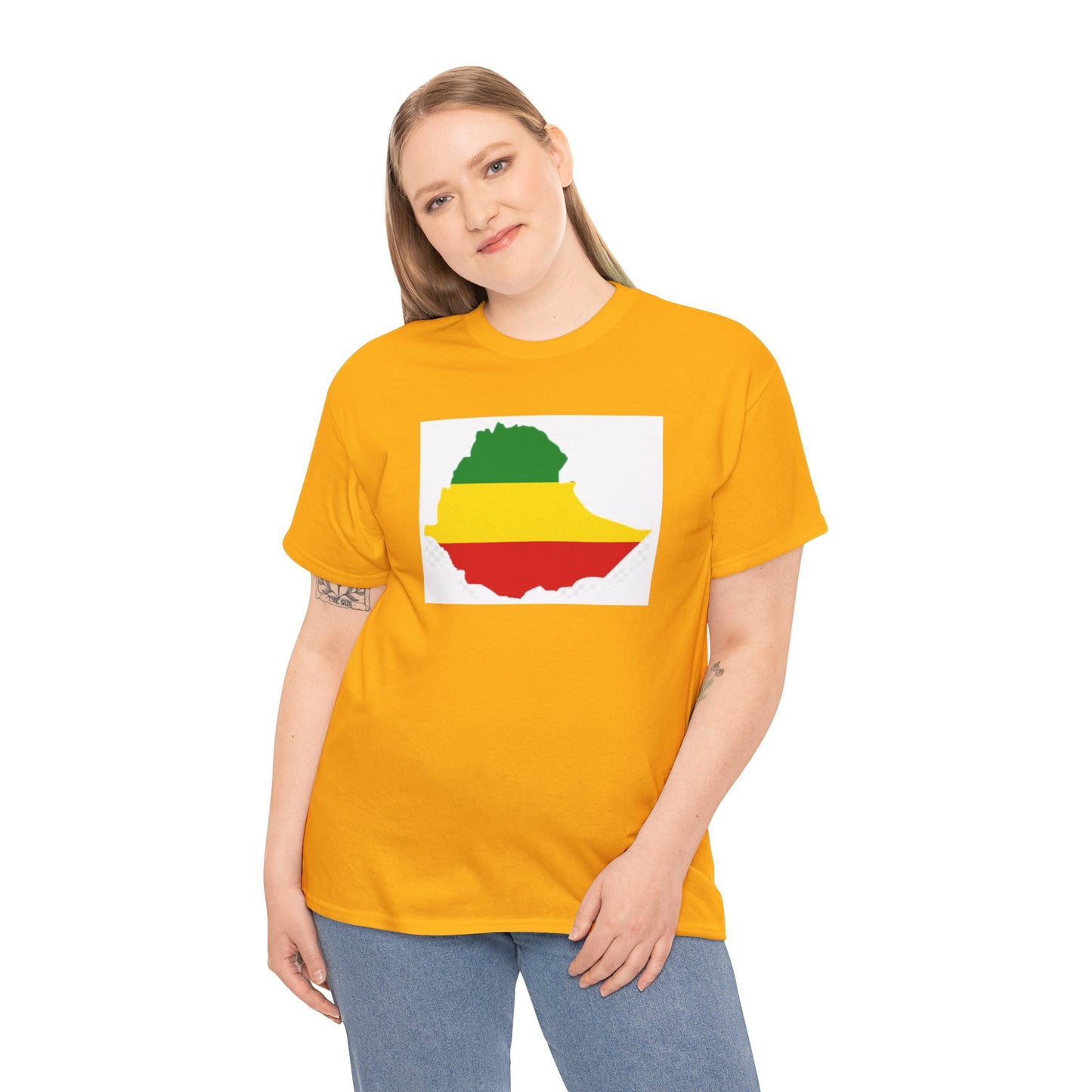 Unisex Heavy Cotton Tee -- Ethiopia flag and map