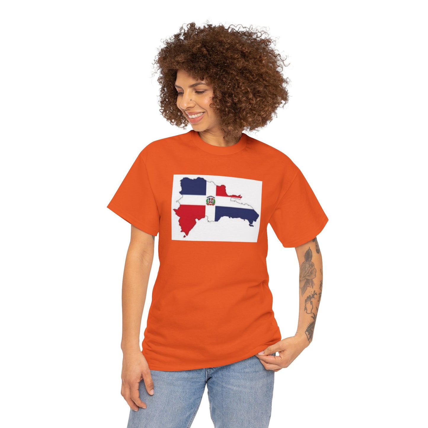 Unisex Heavy Cotton Tee -- Dominican Republic flag and map