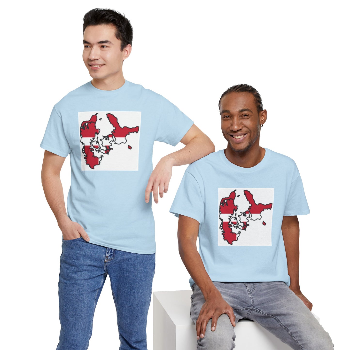Unisex Heavy Cotton Tee -- Denmark flag and map