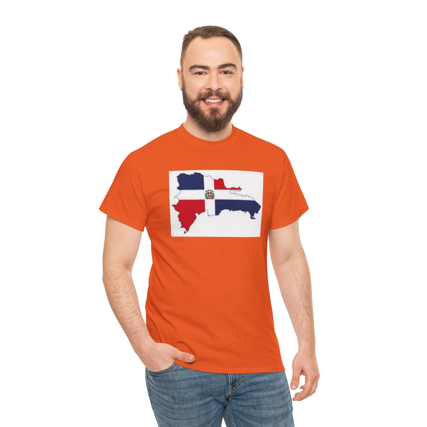 Unisex Heavy Cotton Tee -- Dominican Republic flag and map
