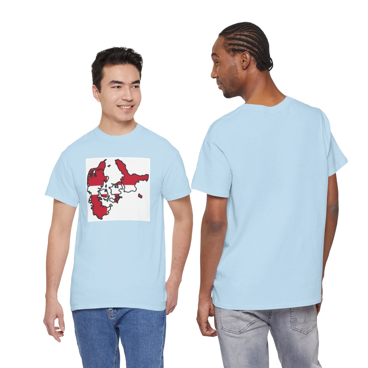 Unisex Heavy Cotton Tee -- Denmark flag and map