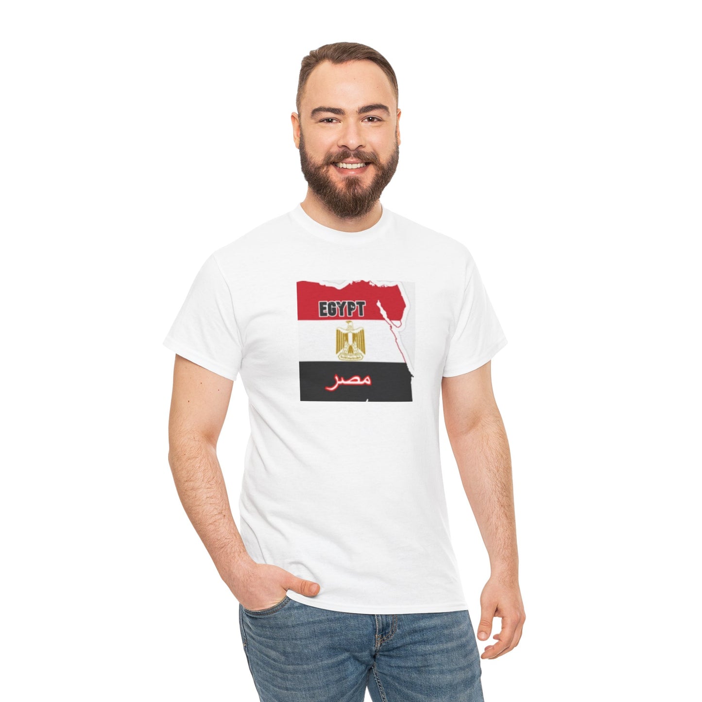 Unisex Heavy Cotton Tee -- Egypt flag and map