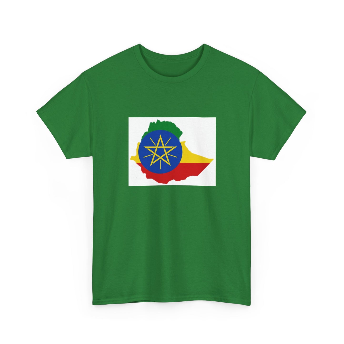 Unisex Heavy Cotton Tee -- Ethiopa federal flag and map
