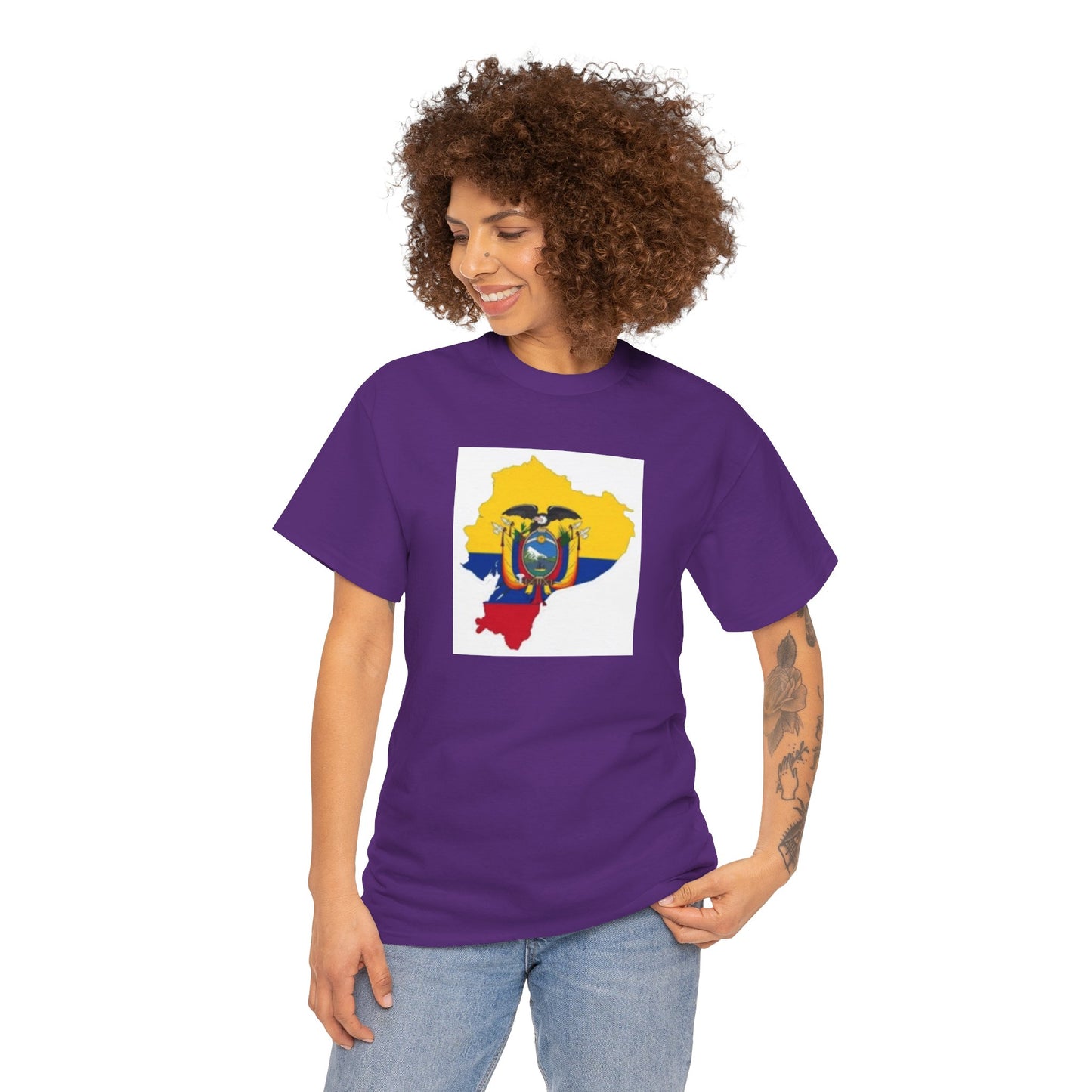Unisex Heavy Cotton Tee -- Ecuador flag and map