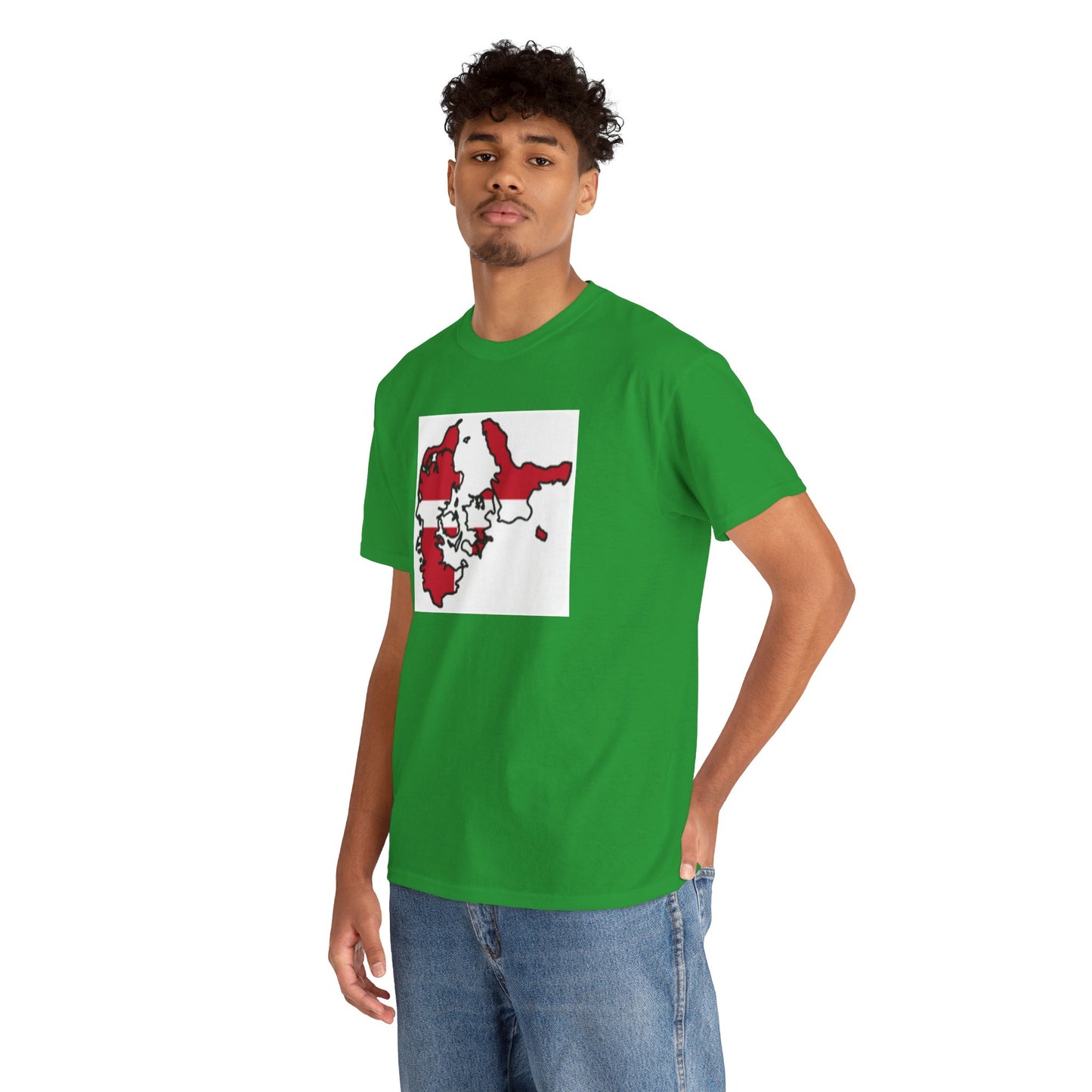 Unisex Heavy Cotton Tee -- Denmark flag and map