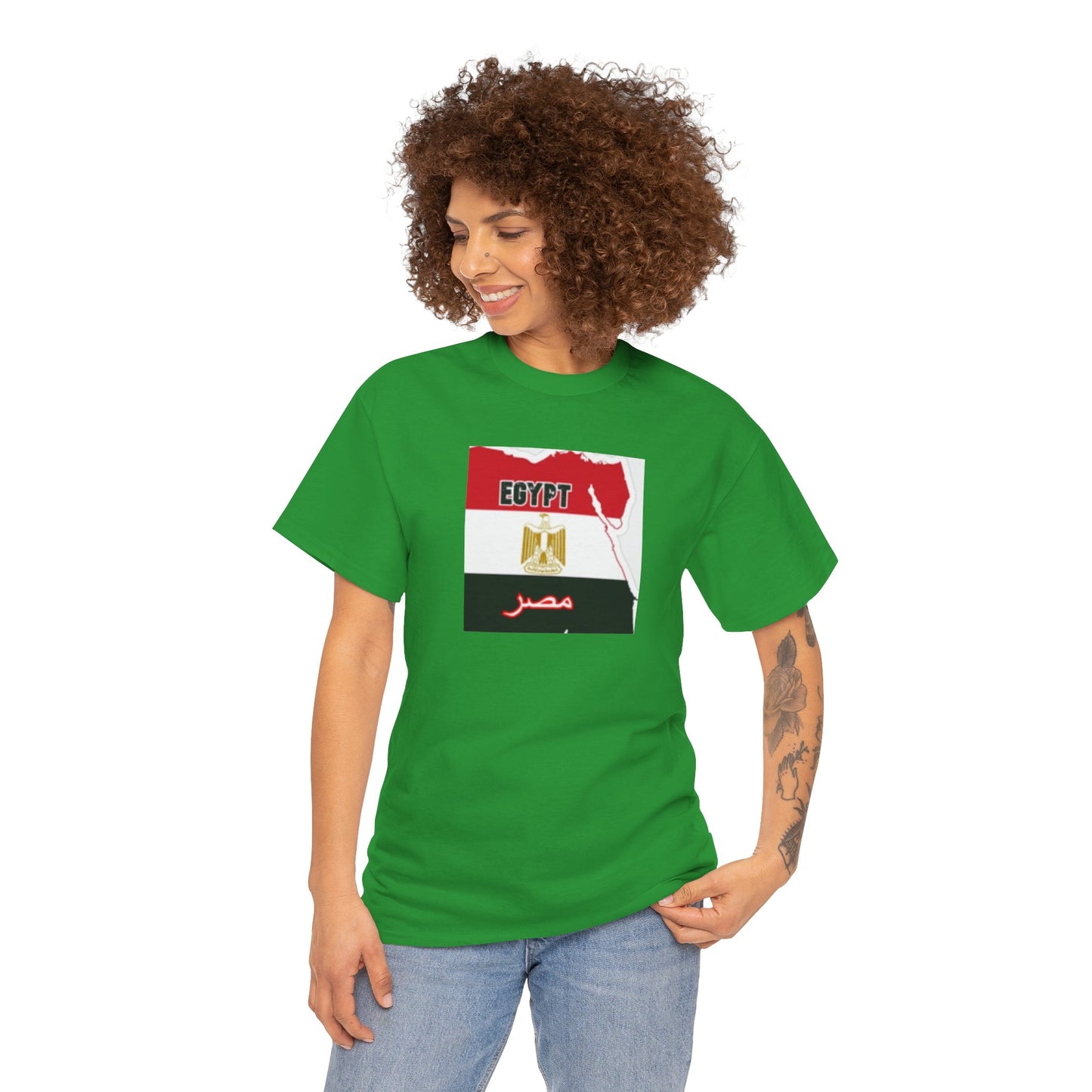 Unisex Heavy Cotton Tee -- Egypt flag and map