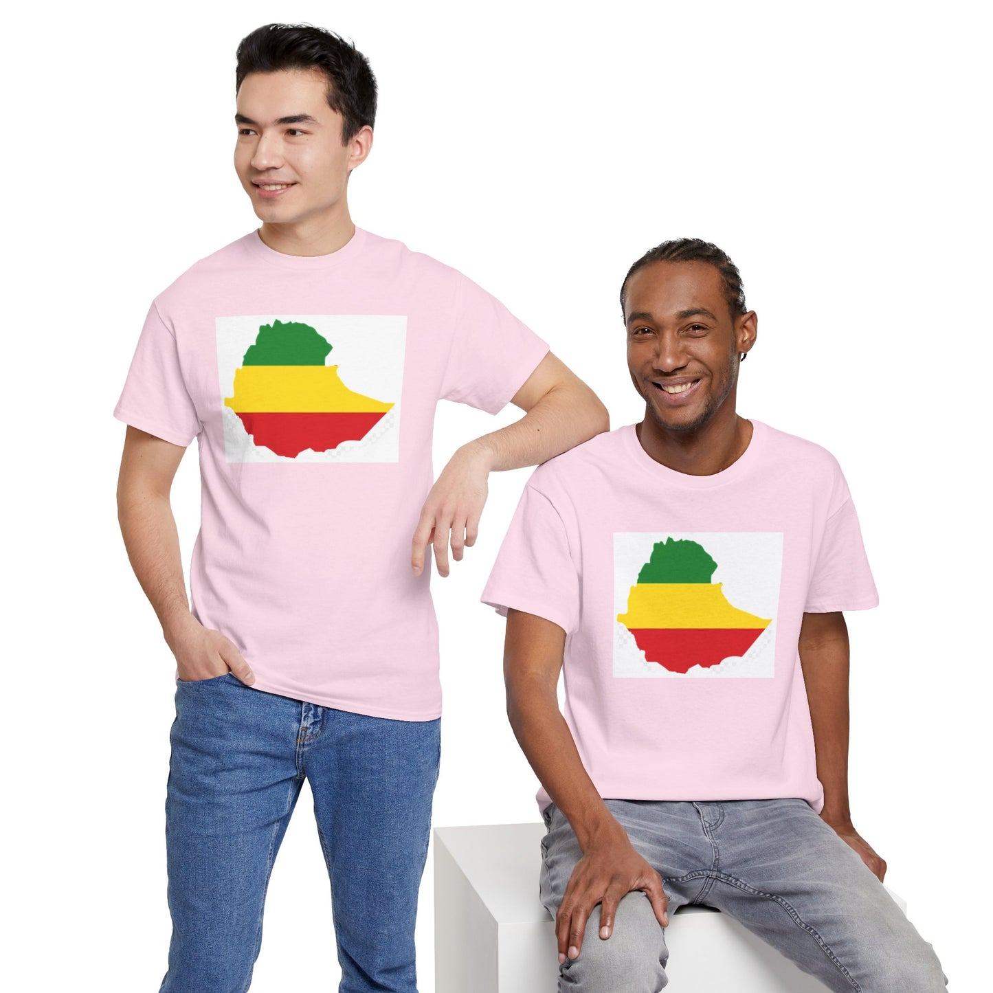 Unisex Heavy Cotton Tee -- Ethiopia flag and map