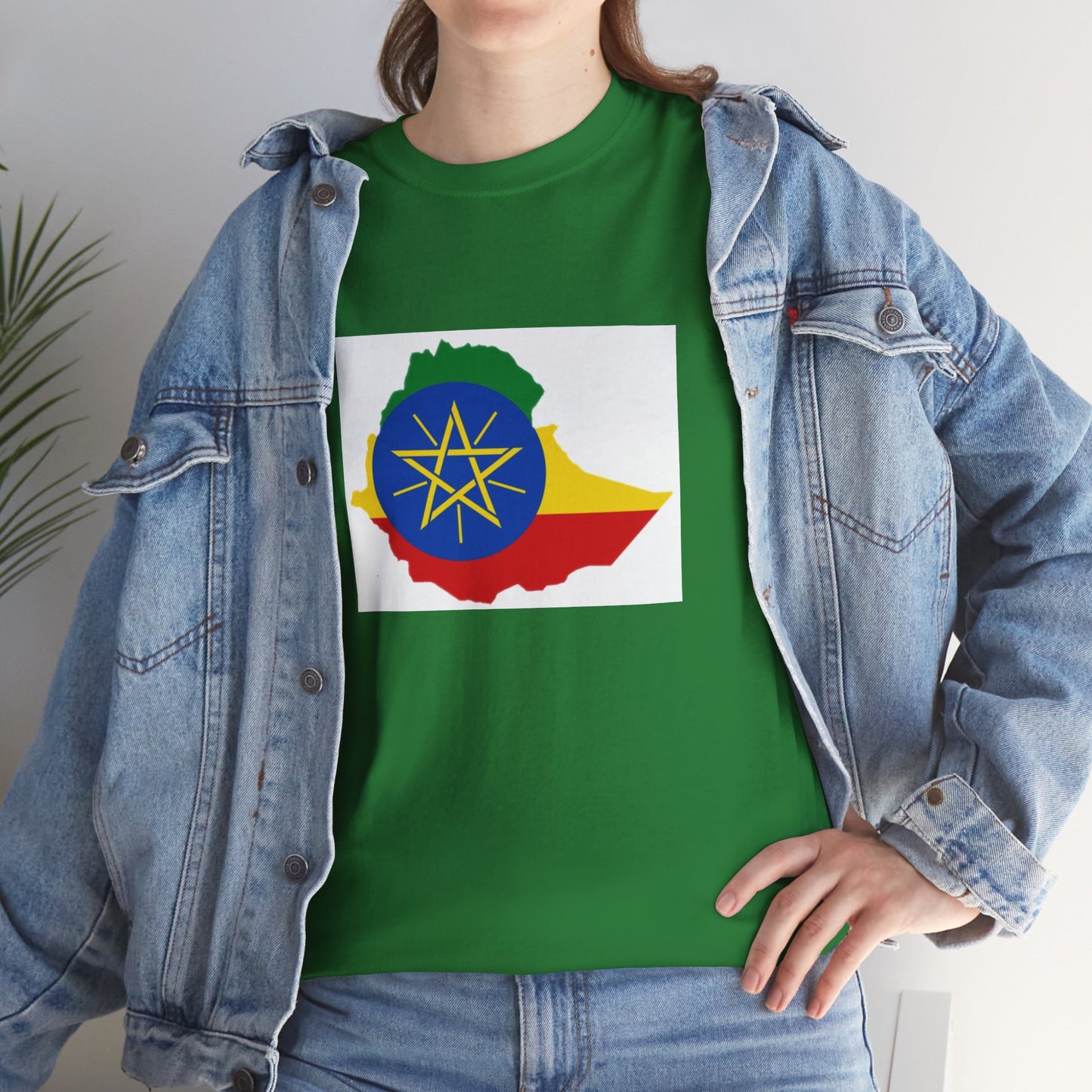 Unisex Heavy Cotton Tee -- Ethiopa federal flag and map