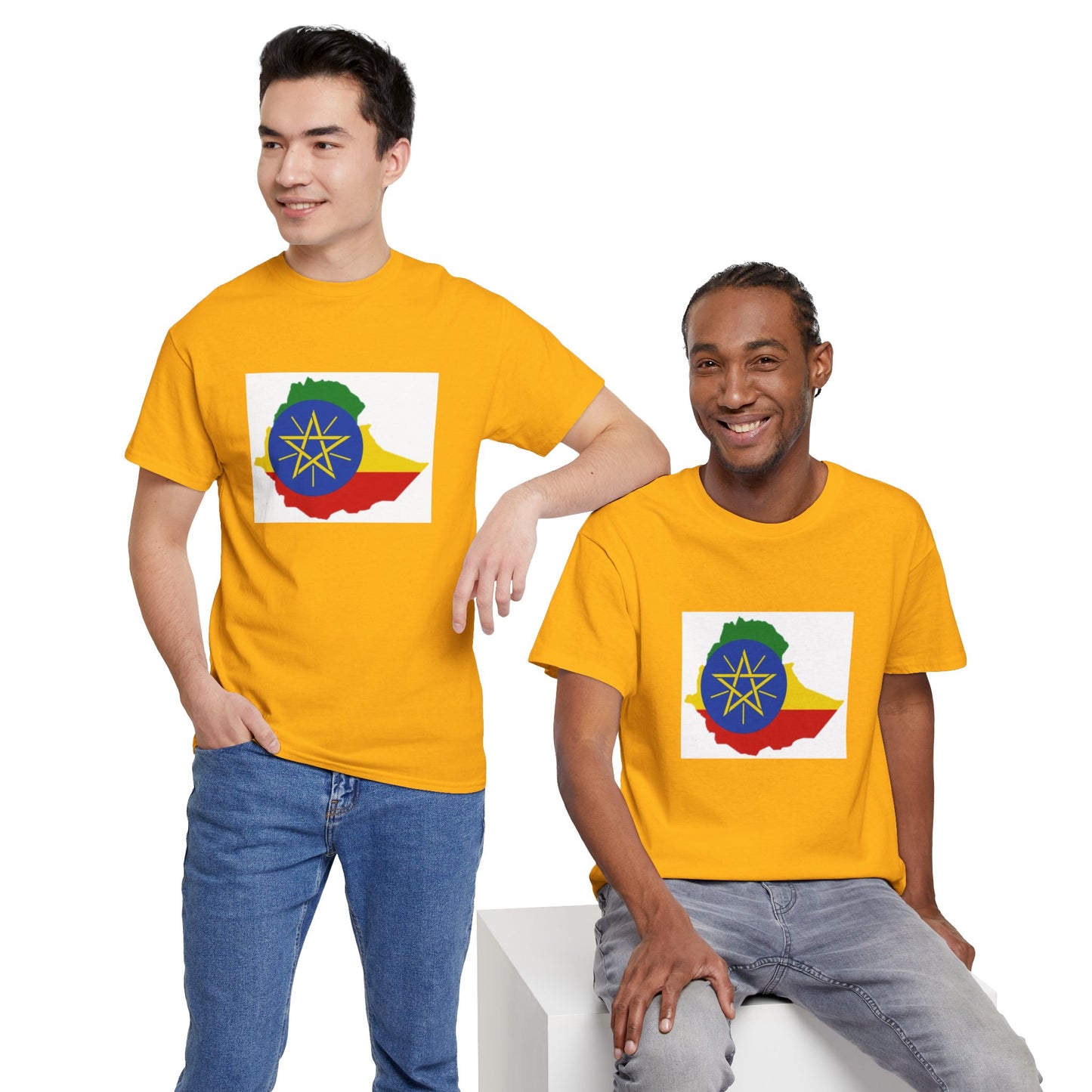 Unisex Heavy Cotton Tee -- Ethiopa federal flag and map