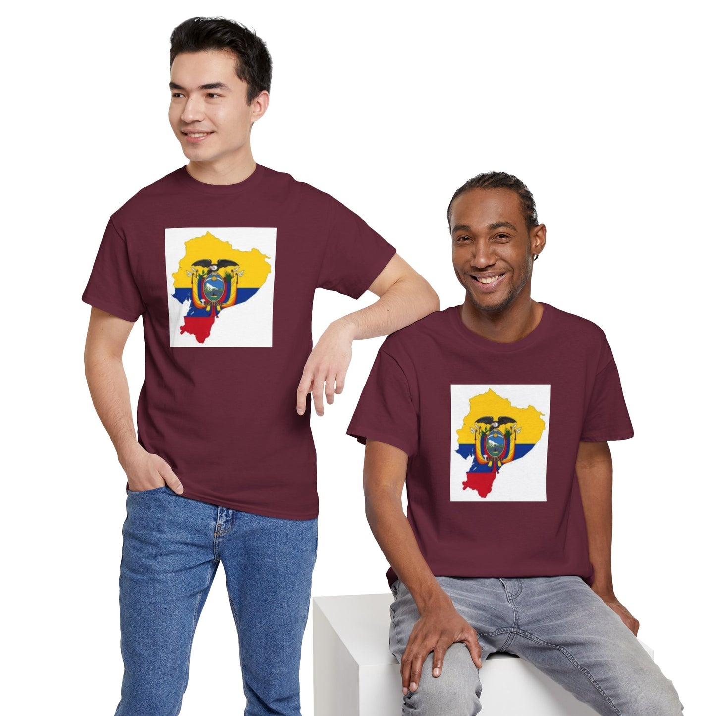 Unisex Heavy Cotton Tee -- Ecuador flag and map