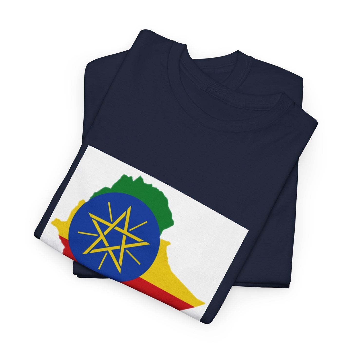 Unisex Heavy Cotton Tee -- Ethiopa federal flag and map