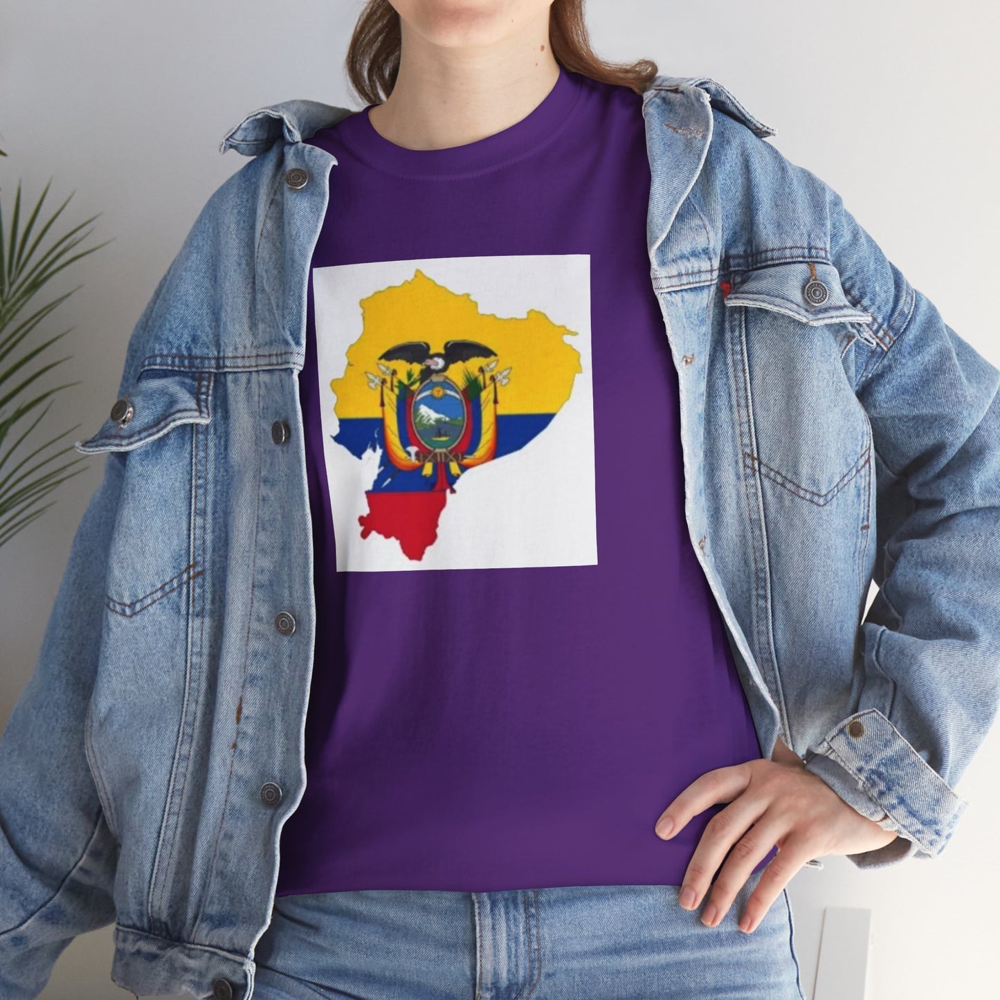 Unisex Heavy Cotton Tee -- Ecuador flag and map