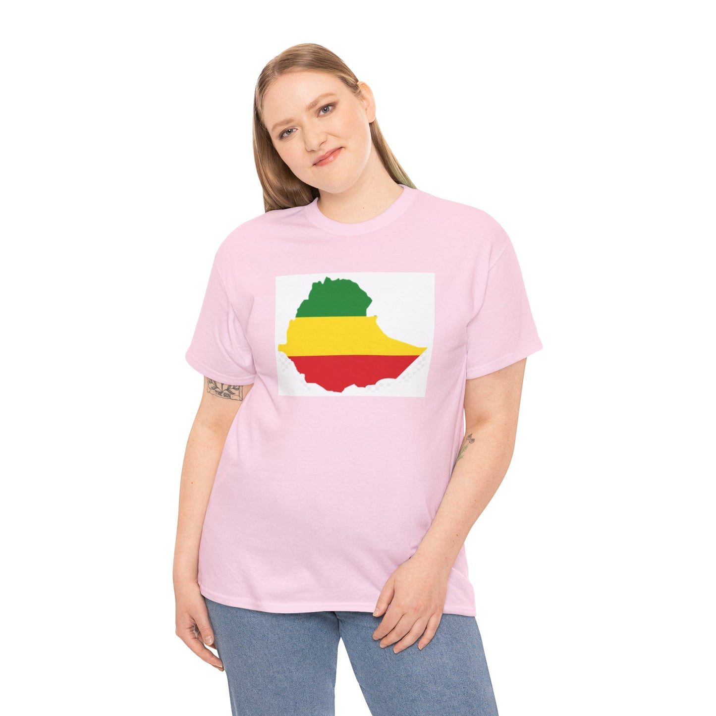 Unisex Heavy Cotton Tee -- Ethiopia flag and map