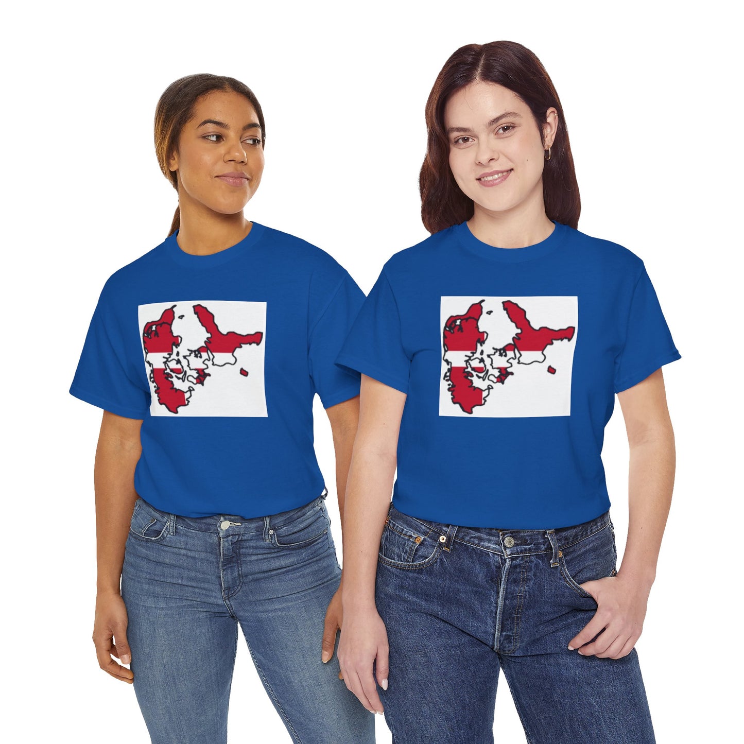 Unisex Heavy Cotton Tee -- Denmark flag and map