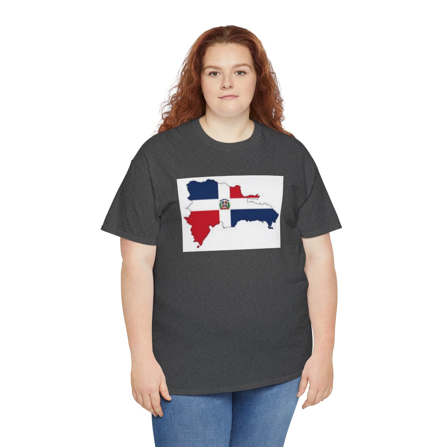 Unisex Heavy Cotton Tee -- Dominican Republic flag and map