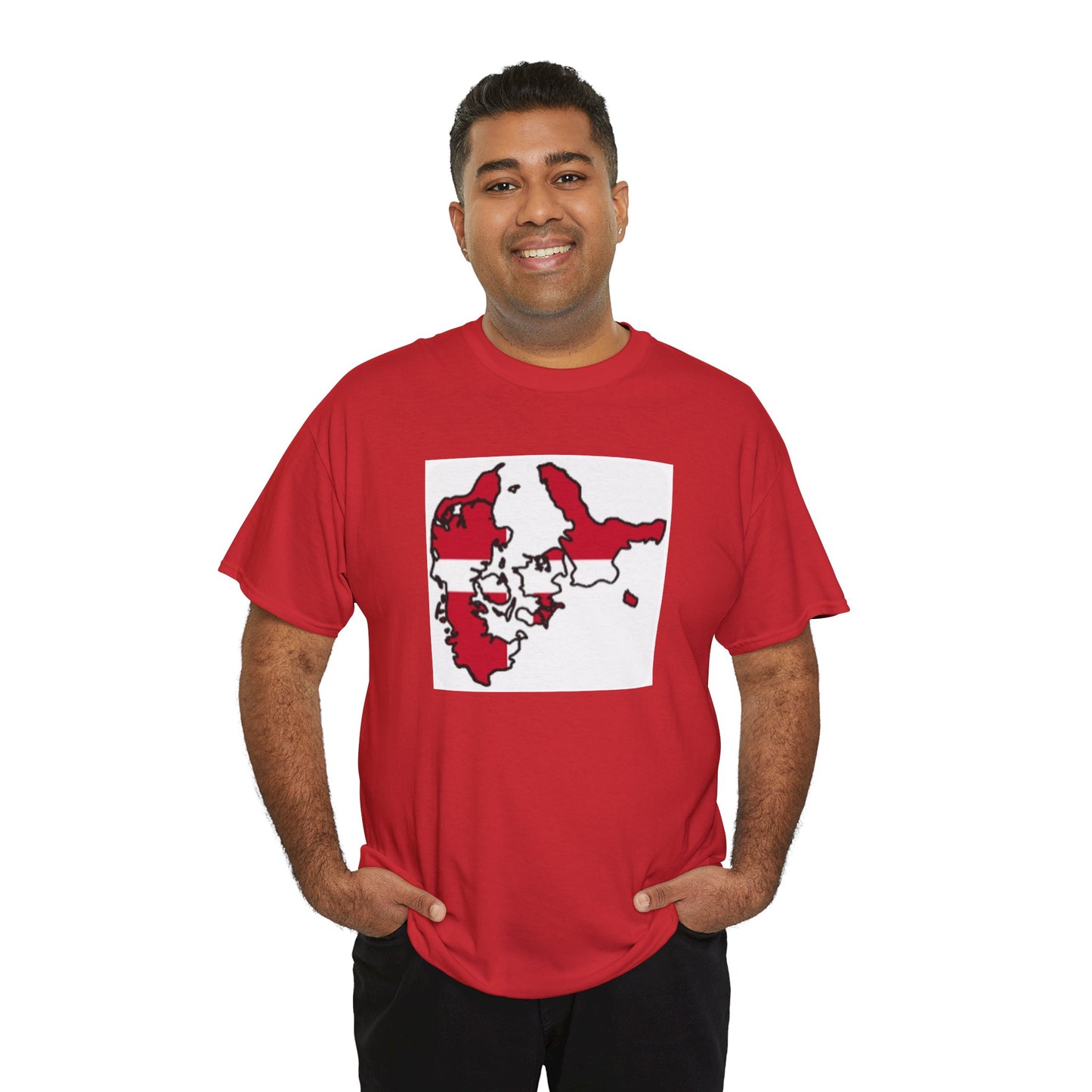 Unisex Heavy Cotton Tee -- Denmark flag and map