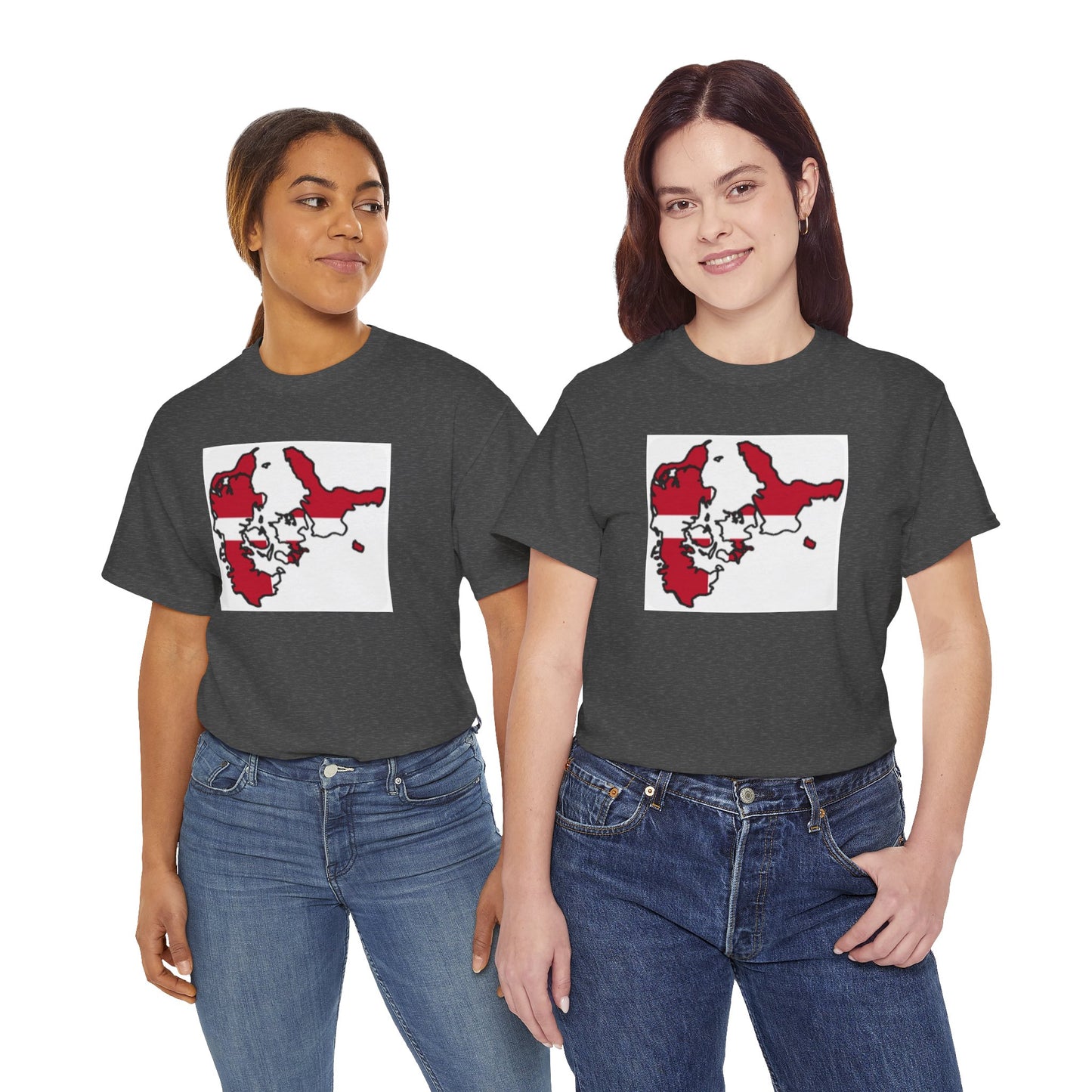Unisex Heavy Cotton Tee -- Denmark flag and map