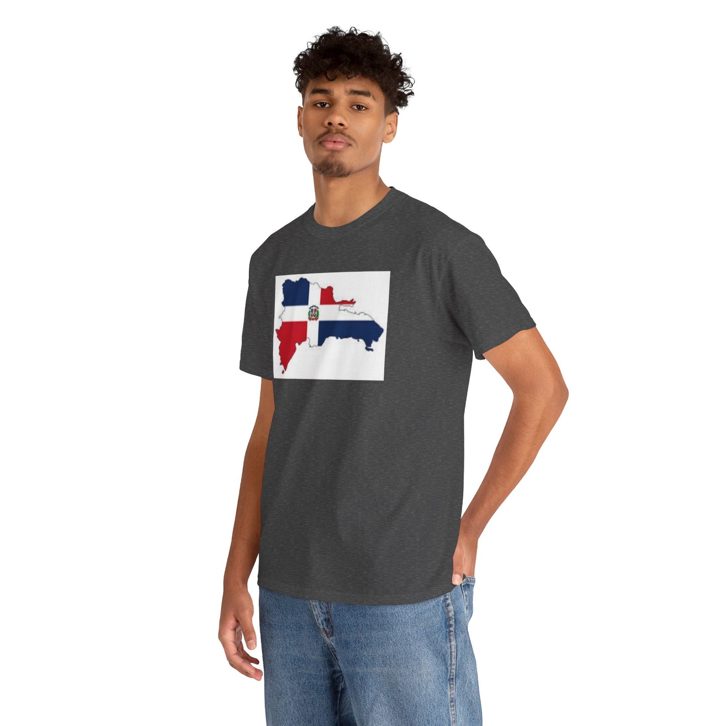 Unisex Heavy Cotton Tee -- Dominican Republic flag and map