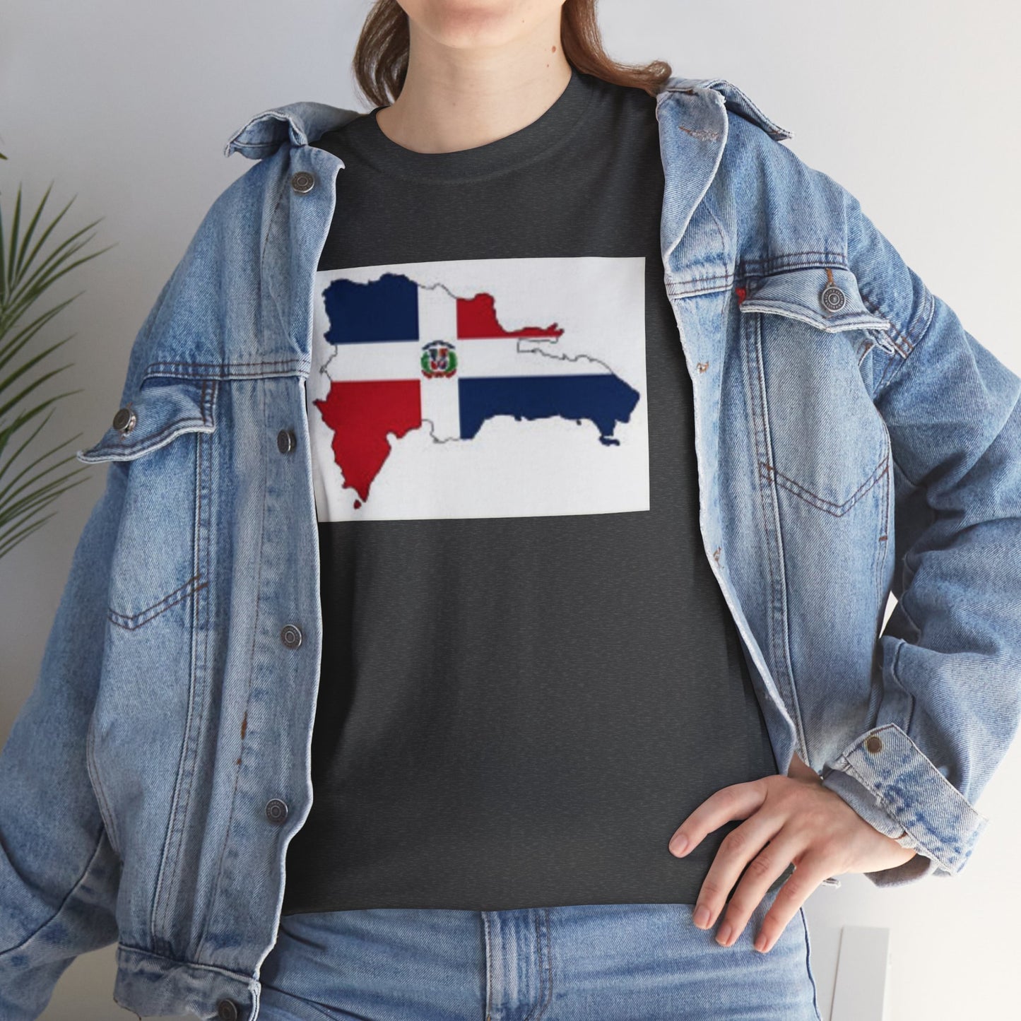 Unisex Heavy Cotton Tee -- Dominican Republic flag and map