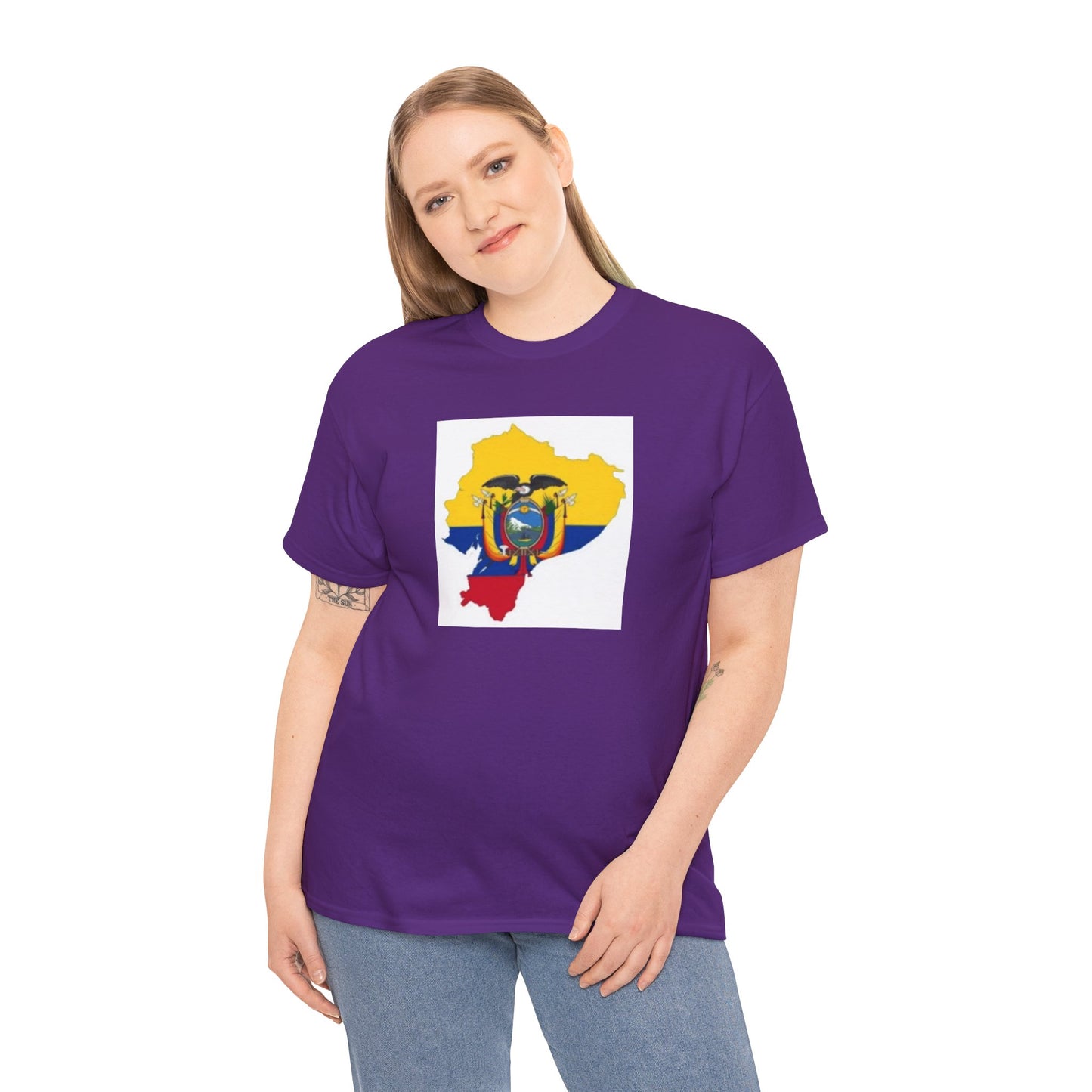 Unisex Heavy Cotton Tee -- Ecuador flag and map