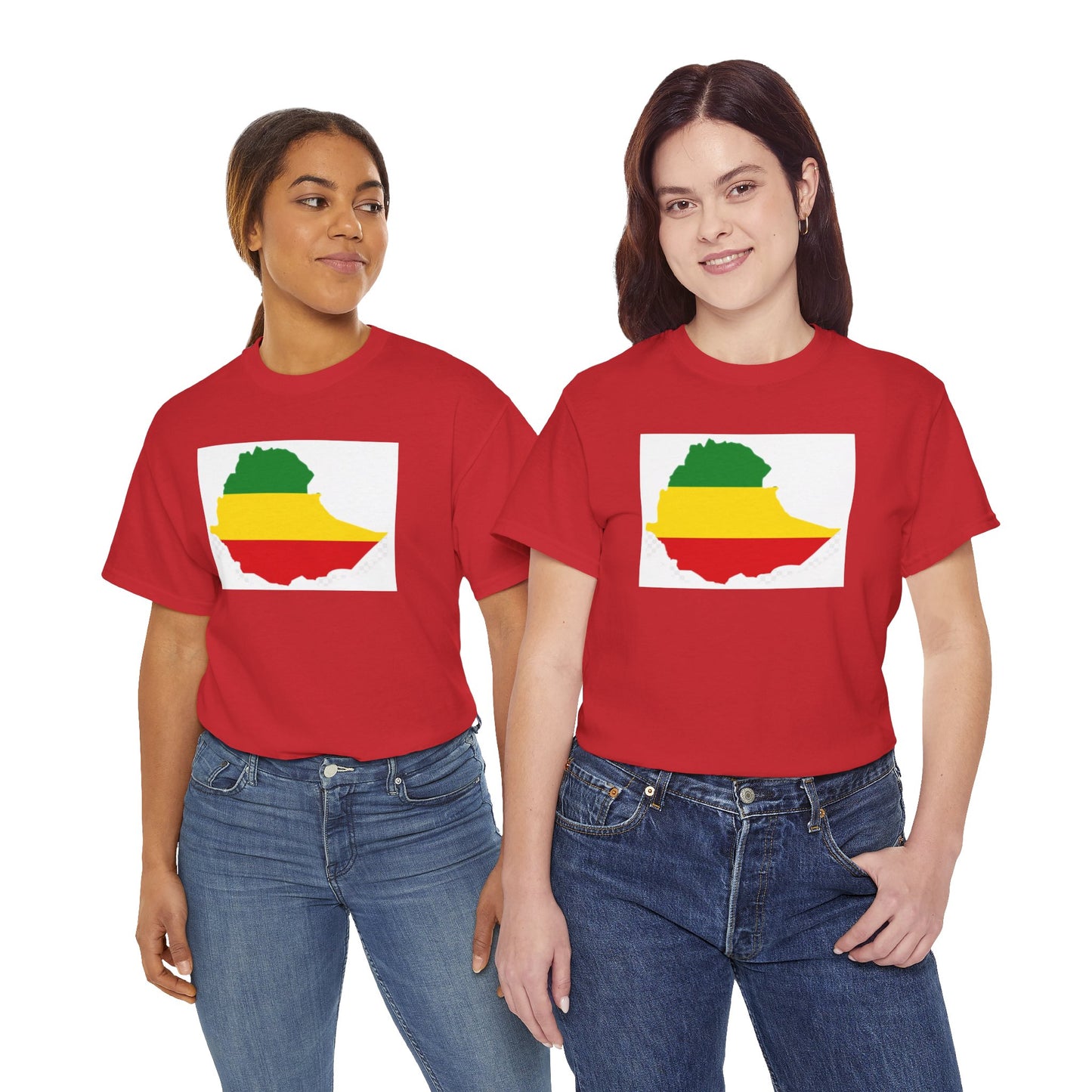 Unisex Heavy Cotton Tee -- Ethiopia flag and map
