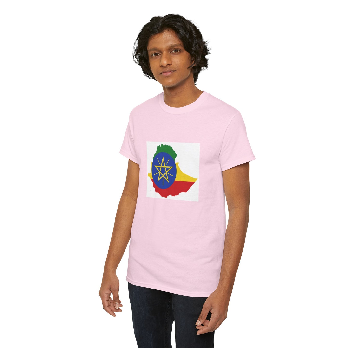 Unisex Heavy Cotton Tee -- Ethiopa federal flag and map